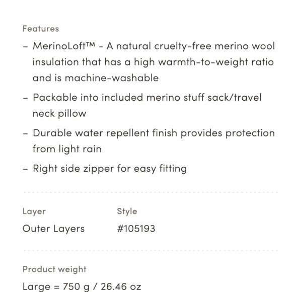 Westerly Hooded Anorak Pullover Merino Loft Jacket CURRY - Small New Lightweight - Picture 5 of 16